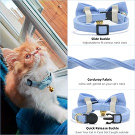 Petiry Soft Quick Release Cat Collar for Kitten Safety,Cozy and Stylish Boy Cat Collars,Pack of 1,Blue
