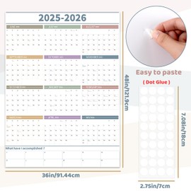 Guasslee Large Wet &Dry Erase Wall Calendar 2025, 12 Months 36"*48" Vertical Jumbo Calendar Planner Runs from June 2025 to May 2026 for Office, Classroom, Home Organizing(One Page)