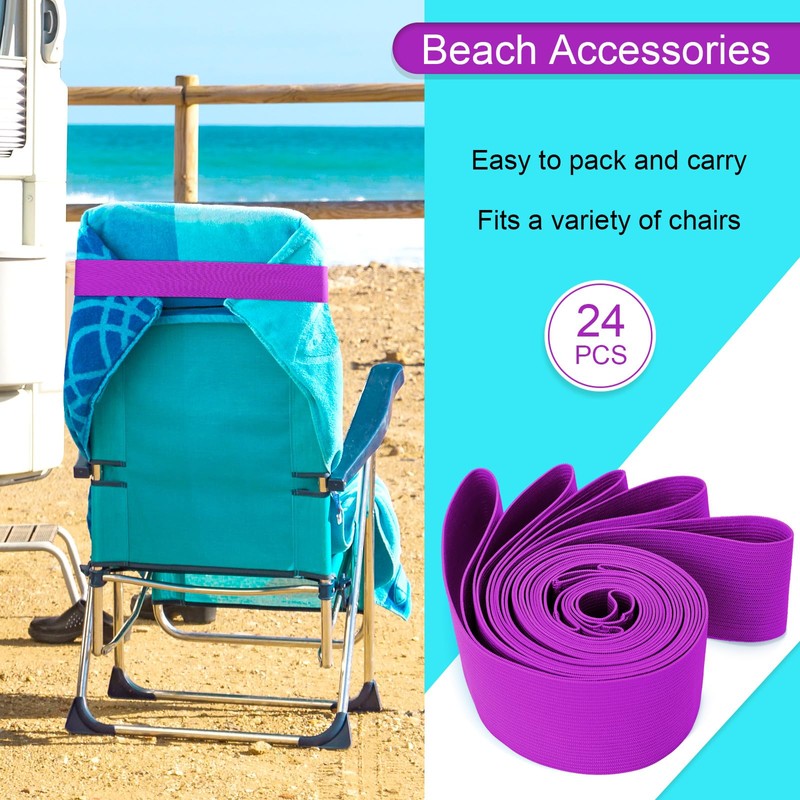 Jexine 24 Count Beach Towel Bands Clips Windproof Elastic Beach