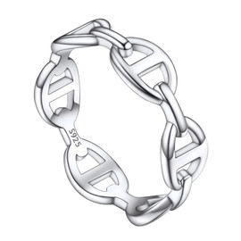 FOCALOOK Women's Ring, Men's 925 Silver, Anchor, Thin, Hypoallergenic, Simple, Popular, Pair Ring, Gift, Accessory, Metal