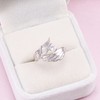 925 Sterling Silver Angel Wings CZ Ring Big Feather Ring