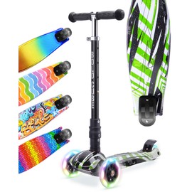 BOLDCUBE Big Fold | Three Wheel Scooter for Children Ages 5-10 Years | LED Wheels with Flashing Lights | Height Adjustable 65 to 89 cm | Rear Reflectors