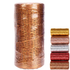 Gold Cord Metallic Cord Gold Thread for Crafts 100 m Gold Cord 1.5 mm Wide for DIY Crafts Jewellery Cord or Gift Wrapping Christmas Cord 1 Roll (Bronze)