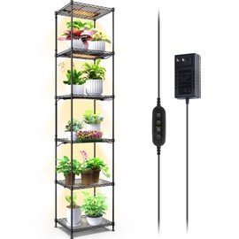 Barrina CX83 Plant Stand with Grow Lights, 6-Tier Plant Shelf with 10W Full Spectrum Ultra-Thin Grow Light Panel, 3 Modes, Auto Timer, Ladder Flower Pot Stand Display Rack 15.7" L x 11.8" W x 70.9" H