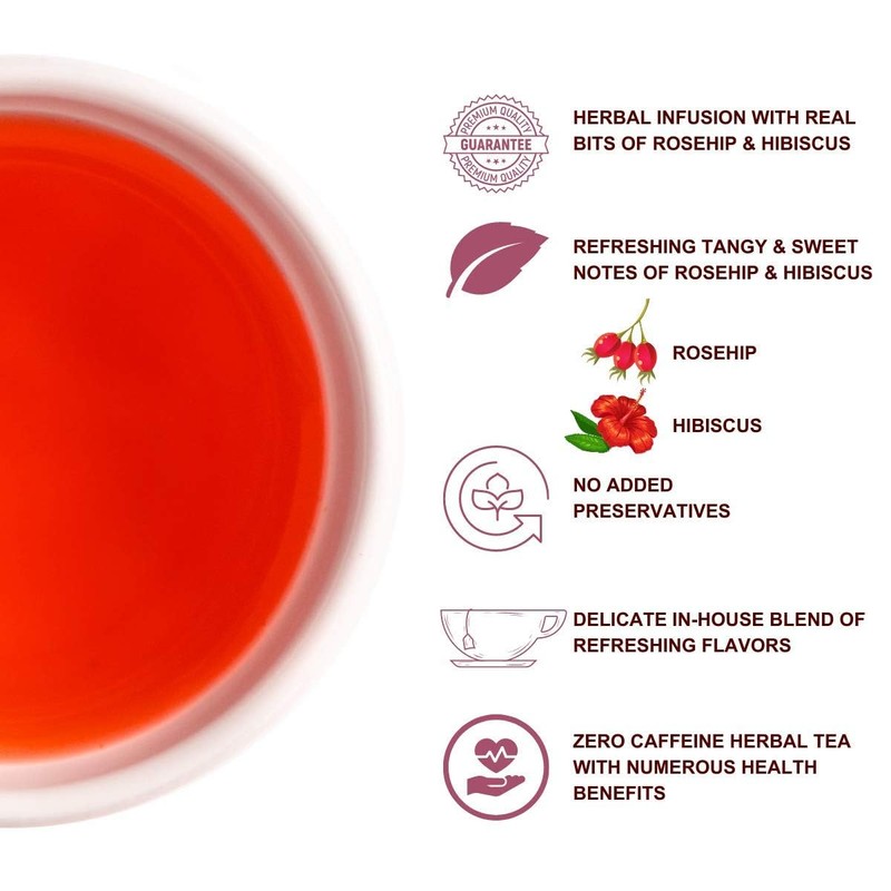 80 Tea Bags Hibiscus & Rose Hip Tea 100% Natural