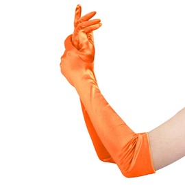 Women's 22'' Long Satin Gloves Orange Elbow Length 1920s Opera Bridal Dance Gloves For Evening Party Opera Costume, Orange