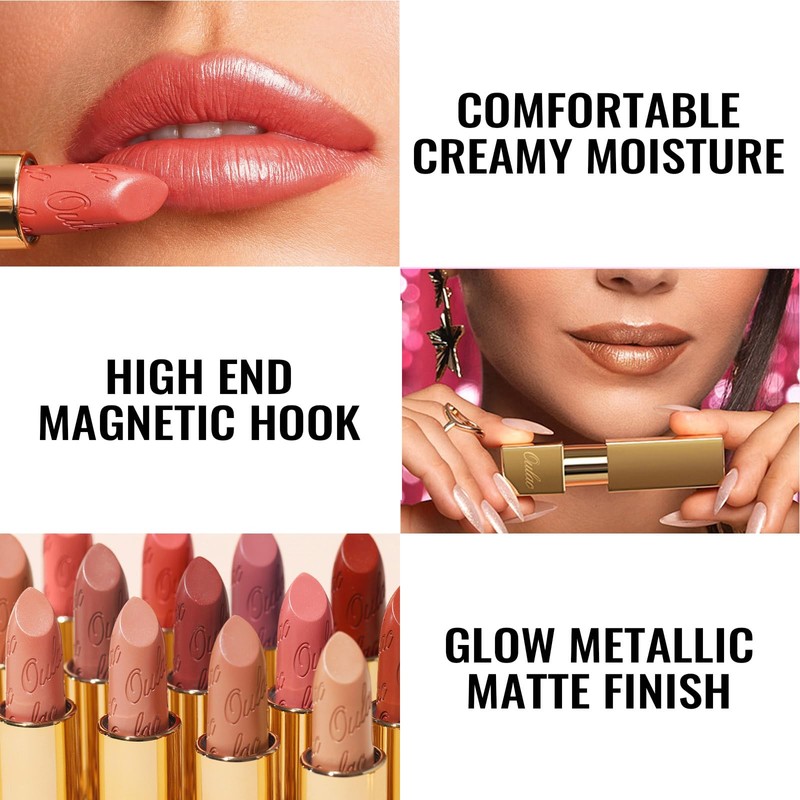 Oulac Metallic Shine Lipstick Long Lasting Lip Color Set 1