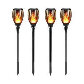 HAKSEIFA 4 Pack Outdoor Solar Flame Light,Solar Lights Outdoor for Garden Decorations with Flickering Flame,IP65 Waterproof Solar Powered Yard Lights Torch Light for Lawn Patio Pathway (Warm White)