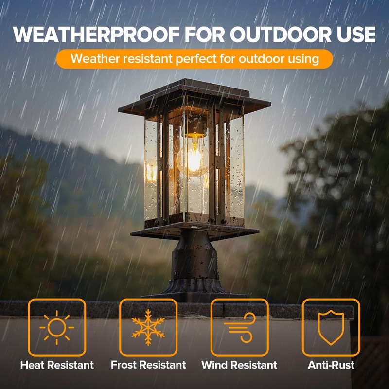 LUTEC Solar Lamp Post Light, Dusk to Dawn Craftsman Style