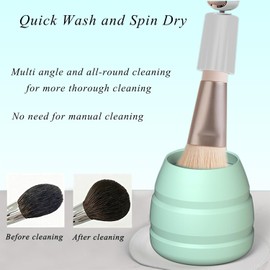 Máquina de secado de cepillo para polvo de maquillaje eléctrico, limpiador portátil y eficiente con funciones de limpieza de tres niveles y ajuste de secado por centrifugado