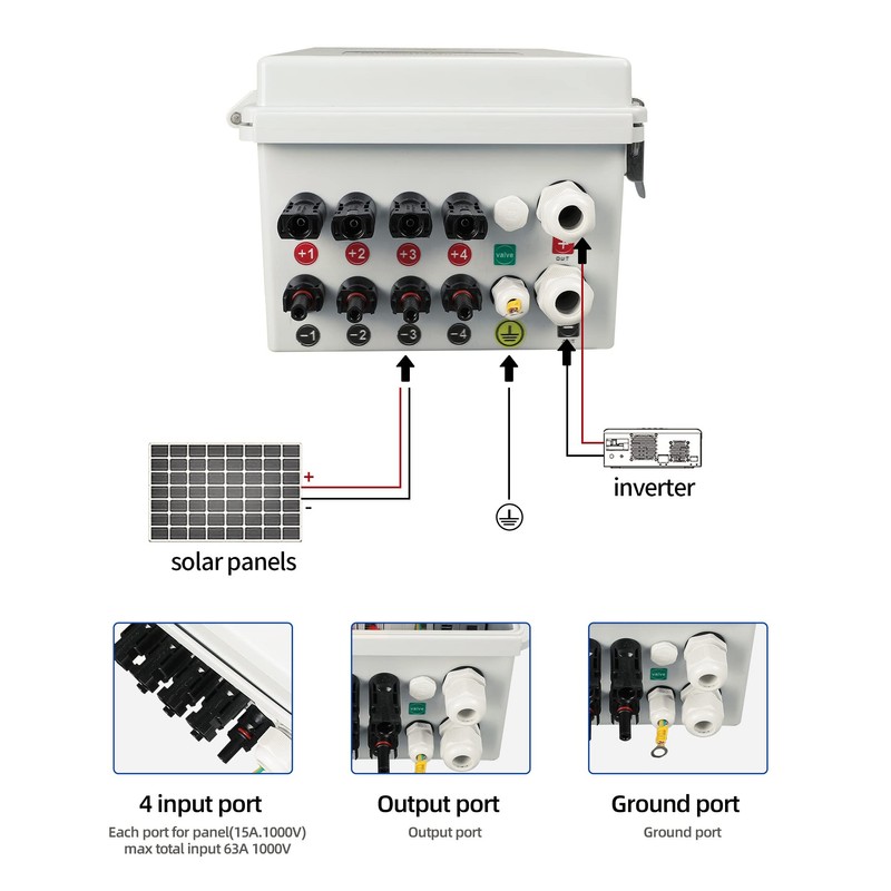 YINZINR Solar PV Combiner Box, 4 String with 10A Rated