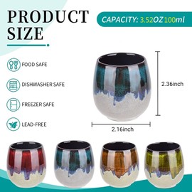 Tolatr Ceramic Mini Espresso Cups Set of 4, 3 oz Espresso Mugs, Porcelain Coffee Mugs Demitasse Cups, Modern Style Handless, Microwave Dishwasher Safe (Morandi Color)