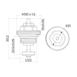 VANCOCO G1/2 Valve Core for Manifold M30 x 1.5 mm, Underfloor Heating Manifold for UFH Actuator, Brass Return Bolt, Manifold Valve Core and Heating Circuit Distributor, Pack of 10