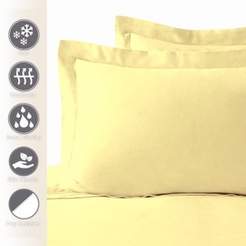 Pizuna 100% Cotton King Pillow Cases 2 Pack Mellow Yellow 50x90cm, 400 Thread Count Long Staple Combed Cotton Pillowcases, Luxurious Soft Sateen King Size Pillow Cases (Cotton Pillowcase Pack of 2)