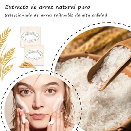 ETRTNVB Paquete 7 Jabónes Tailandés De Arroz Hecho，Blanqueamiento Hidratante Limpiadora Jabón De Leche，Jabón de Leche de Arroz mini con red espumosa，Limpieza suave para todo tipo de piel