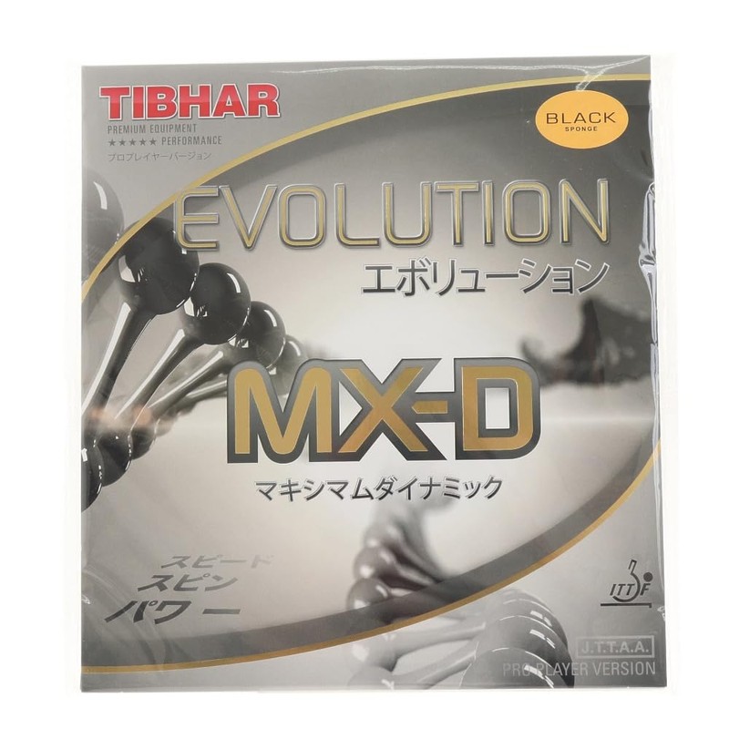 TIBHAR Table Tennis Rubber Evolution MX-D BT148-BLK (Black/LL/Men's, Jr)