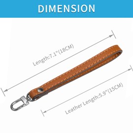 VanEnjoy Genuine Leather Keychain Wristlet Keychain Strap for Wallet Purse Clutch Cellphone Wristlet Key(Square Lock), Brown-gun Lock, Normal