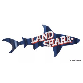 Corragated Land Shark metal sign Wall Art  Size: 36 x 17 x 0.35 Blue