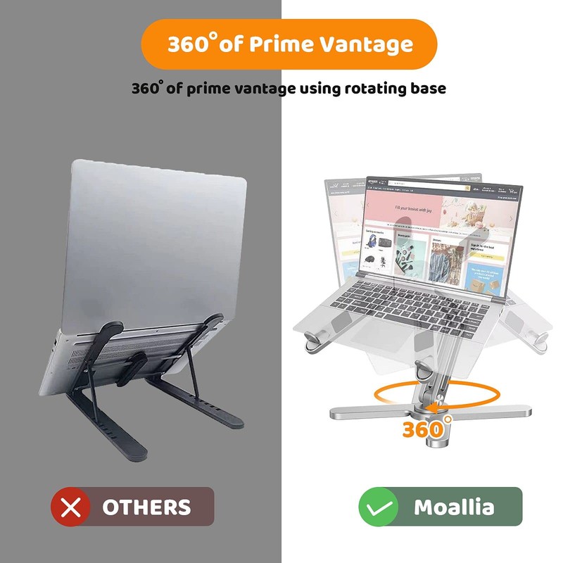 Moallia Laptop Stand with 360 Rotating Base, Computer Notebook Laptop
