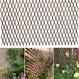 Helprise Expandable Willow Lattice Fence Panel Plant Support Garden Trellis Willow Trellis Fence for Climbing Plants Vine Ivy Rose Cucumbers Clematis Outdoors Garden Yard,36X92 Inch(2PC)