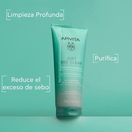 Apivita Just Bee Clear gel limpiador purificante Just Bee Clear 200 ml – con propóleo AmC patentado y ácido salicílico vegetal – limpia en profundidad