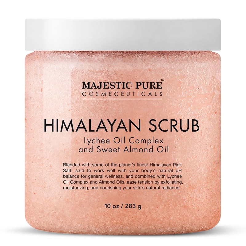 Majestic Pure Himalayan Salt Body Scrub with Lychee Oil, Exfoliating