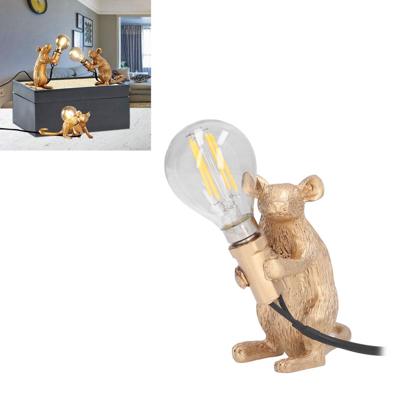 Modern Resin Mouse Lamp E12 Creative Desktop Decoration Animal Lamp