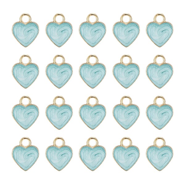 uxcell 40 Pcs Heart Charm, Gold Plated Charm for DIY