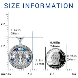 Eusense Triple Moon Goddess Necklace 925 Sterling Silver Pendant Abalone Shell Ancient Greek Mythology Vintage Jewelry