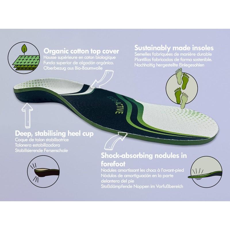 GS Eco-Active Sustainable Arch Support Insoles Green EU 46-48 XL