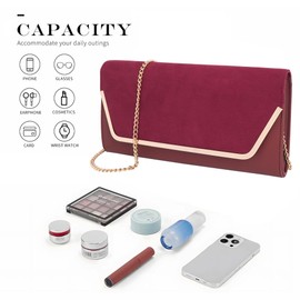 Pandalein Women's Clutch Velvet Evening Bag Envelope Bag Elegant Crossbody Bag Handbag Clutch Bag Shoulder Bag with Chain for Wedding Prom Party, red
