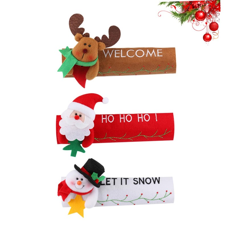 Hohopeti Christmas Storage 3 Pack Iridescent Snowman Refrigerator Handle Covers