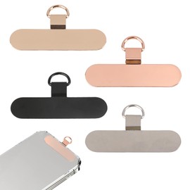 Phone Tether Tab Cell Phone Lanyard Patch Phone Strap Replacement Part Ultra-thin 0.2mm Bending Design Universal Stainless Steel Phone Lanyard Metal Patch for All Phone Cases (Silver Black Gold Rose)