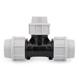 HYDROBIL MDPE Fitting for Water Pipes, T-Piece 25 mm x 20 mm x 25 mm, for MDPE Plastic Pipes, 10 Bar, Max. Temperature 45 °C, Compression Fittings
