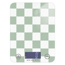 ElliTarr Food Scale Kitchen Scale for Baking Cooking Digital Food Weighing Measuring Scale Small Waterproof Electric Food Scale Checkered Green and White