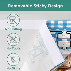 BEMIGO Door Curtains for Door Windows, Easter Eggs Buffalo Plaid Door Window Curtains for French Glass Door, Privacy Tie Up Door Shades, Cute Bunny Small Window Curtains 26 x 42 inch