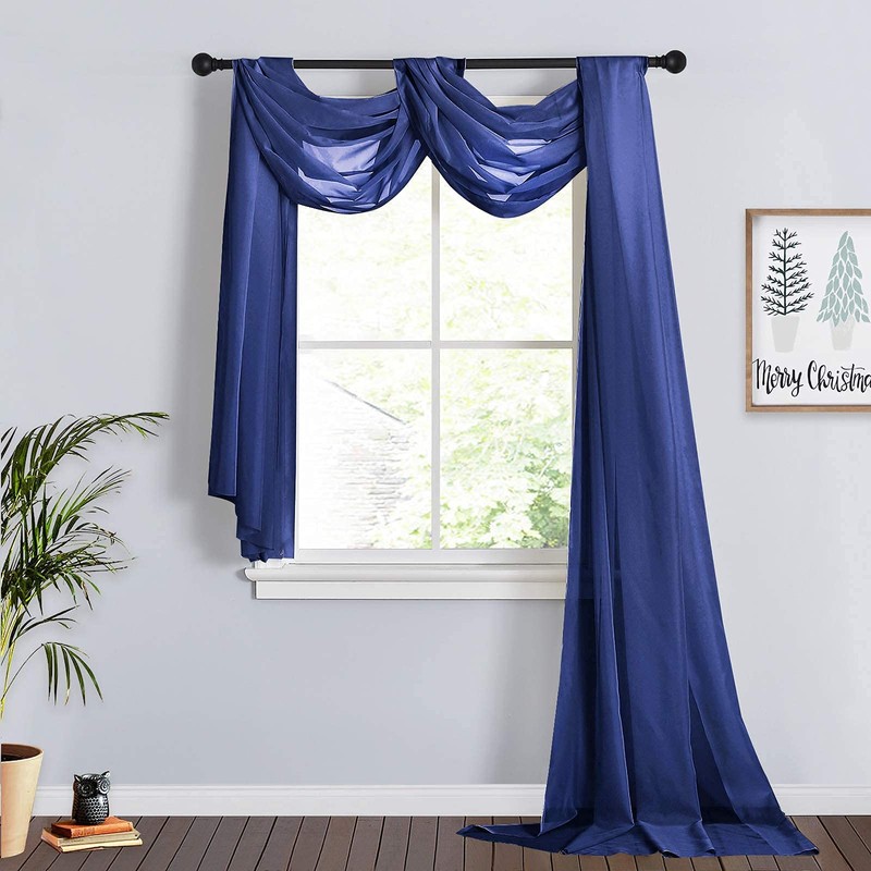 RYB HOME Sheer Curtains Scarf - Long Windows Valance for