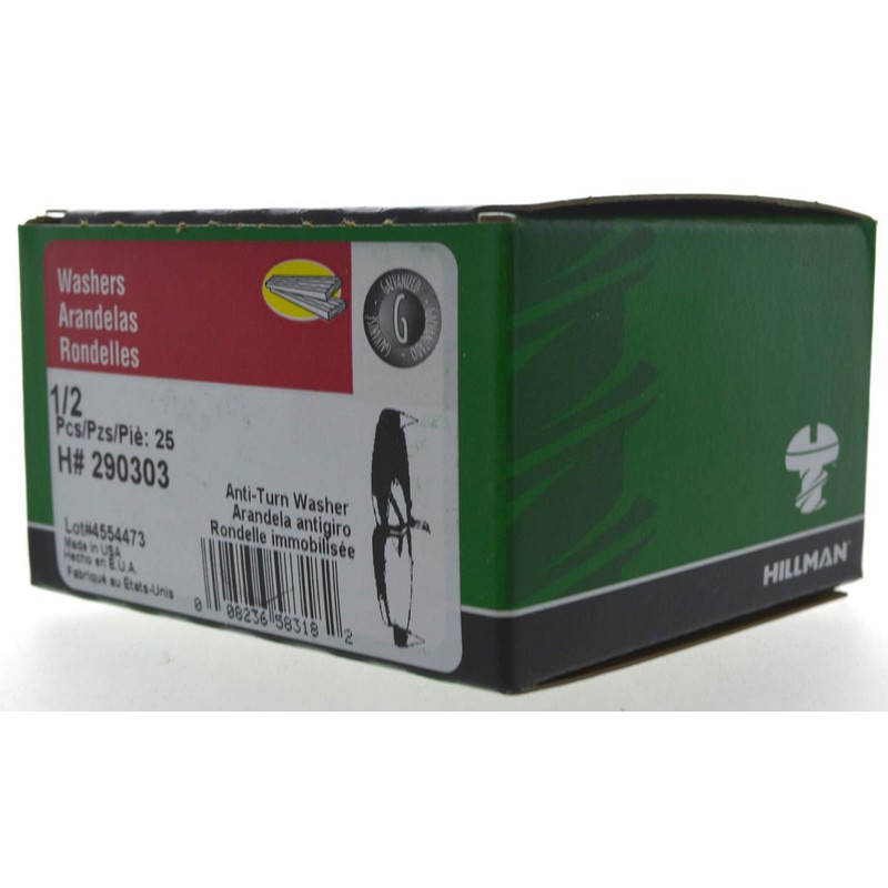 Hillman 290303 1/2-Inch Anti-Turn Washer, 25-Pack, Galvanized