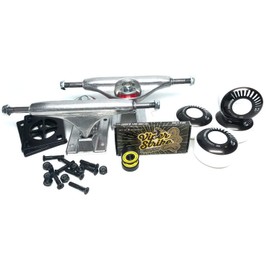 Warehouse Polished Trucks with 53mm Black Street Vents Wheels, Bearings & Hardware Kit - 5.0" Hanger 7.75" Axle (Set of 2)