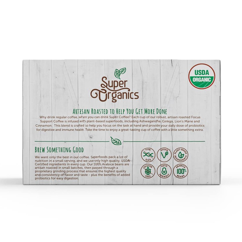 Super Organics Focus Support Coffee Brew Cups With Superfoods &