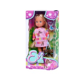 Simba 105733688 Evi Love Dogs, Doll with Two Cute Dachshunds on a Leash, 12 cm Toy Doll, from 3 Years