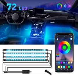 NOVSIGHT 72 LEDS RGB Light Strip Car Interior Atmosphere Lamp Remote Control Accessrioes