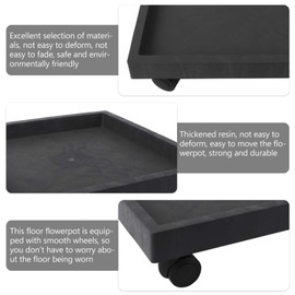 Cabilock Square Plant Stand Caddy Plant Saucer Tray with Wheels Flower Pot Tray Caster Wheels Black