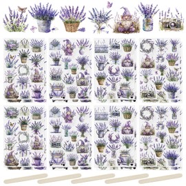 WANDIC 16 Sheets Scratch Transfer Stickers, Purple Lavender Stickers for DIY Scrapbooking Photo Albums, Furniture, 5.9 x 3.9 Inches