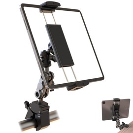 Tablet Holder for Spin Bike 360° Rotating & Shake-Proof Mount for Exercise Bikes, Peloton, Treadmill & Elliptical,Music Stand,Stationary Bike– Quick-Clip Handlebar Clamp Fits 4-13" Tablet&Phones