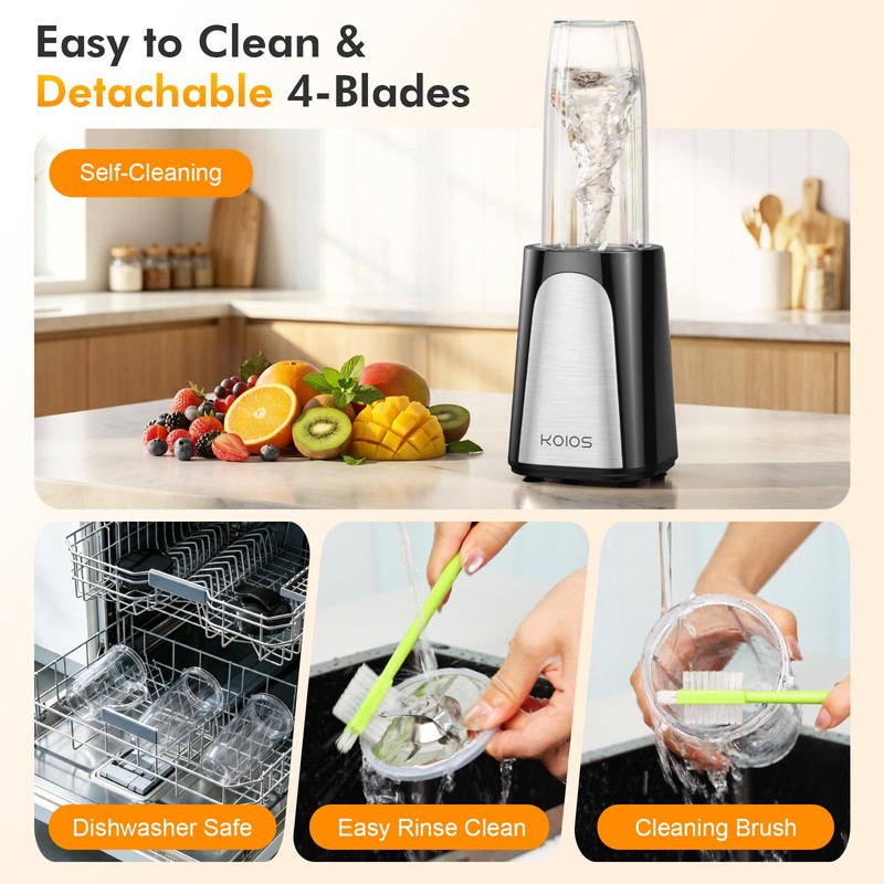 KOIOS 1000W Smoothie Blender, 15-in-1 Single Serve Set, Press-Twist Design