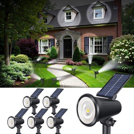 Solar Powered Spotlights Outdoor Waterproof Sunset Spot LED Lights Ultra Bright for Tree, Flag, Lawn, Statue, Pool, Garden, House, Wall, Yard, Path Outdoor Landscape Uplighting 6 Pack Cool White