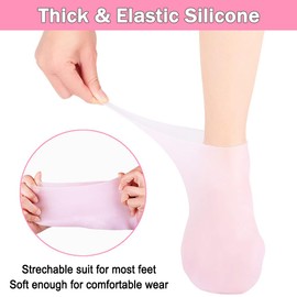 2 Pairs Silicone Socks for Dry Cracked Feet Women Silicone Moisturizing Socks for Women Foot Care After Pedicure Aloe Infused Spa Gel Socks Foot Covers for Repairing Rough Skin Heels Calluses
