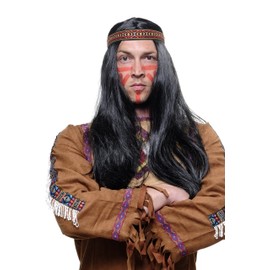 WIG ME UP LM3049-P103 Wig headband Native American Man Men Woman Black long sleek