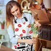 Xuwenz Kiss The Cook Bib Apron with Adjustable Neck for